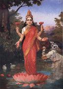 Raja Ravi Varma Goddess Lakshmi oil